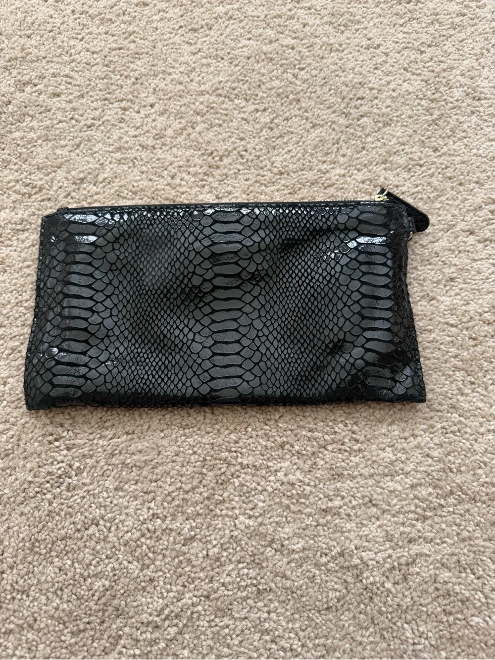 Black snakeskin Michael Kors wristlet clutch leather gold hardware